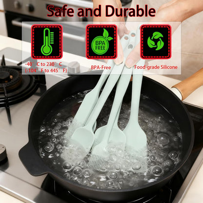 6 Pieces Silicone Spatula Set, Food Grade Silicone Scraper Spatulas Heat Resistant Kitchen Utensils Brush BPA-free Spatula for Scraping, Cooking, Mixing, Baking