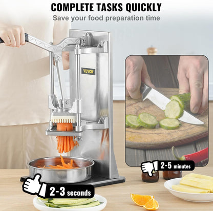 VEVOR French Fry Cutter, Ergonomic Potato Slicer with 3 Blades (1/2", 3/8", 1/4") & Juicer Plate, Easy-Replace Vegetable Chopper Dicer for Carrot, Onion, Lemon, Ideal for Home & Commercial Kitchens