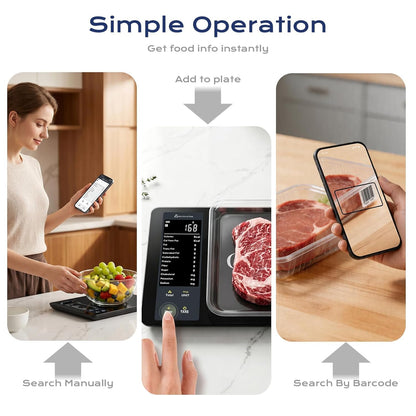 Smart Food Scale with Nutritional Calculator, Free APP with 30 Nutrients Tracking, Calorie, Macro, Works with App for Daily Reports, Digital Kitchen Scale for Meal Prep Weight Loss Coffee Making, 22lb