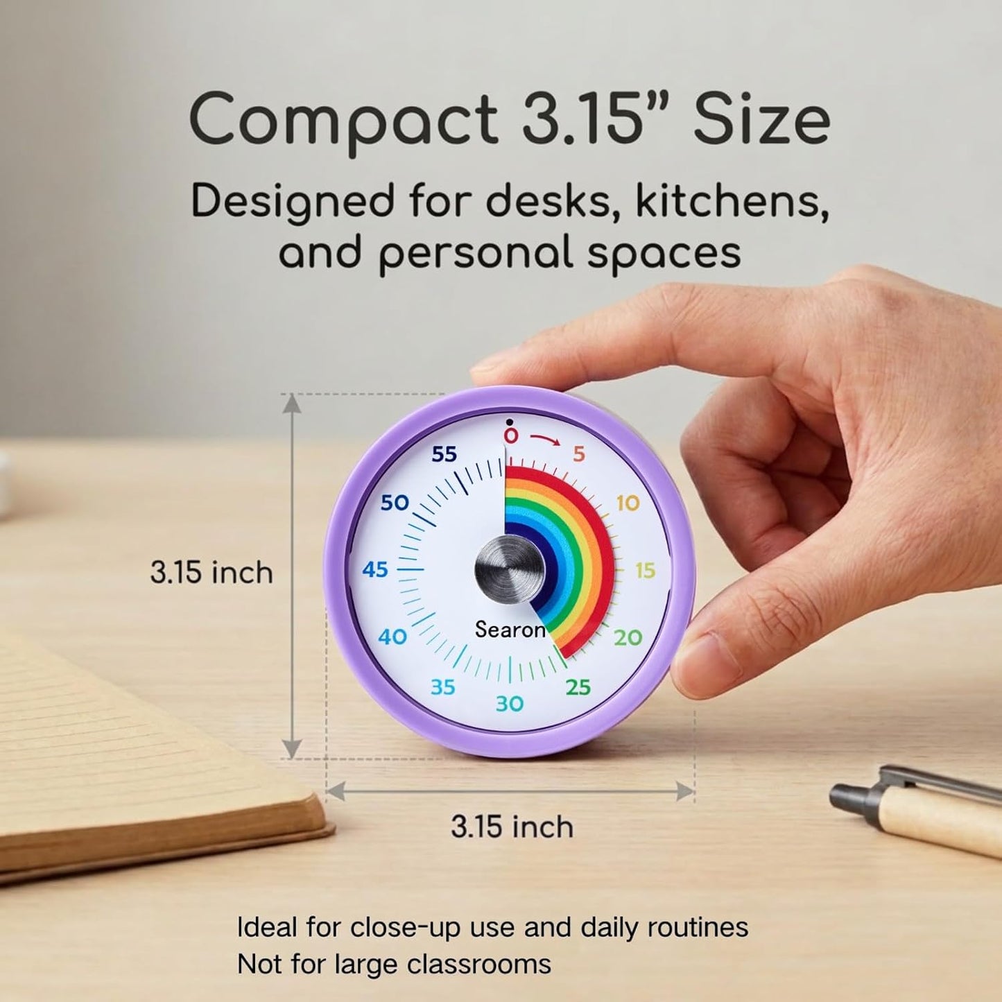 Searon Magnetic Visual Kitchen Timer, 60 Minute Countdown Timer with LED Alert, Turn the Dial to Start, No Winding Needed for Cooking, Baking, Meal Prep & Daily Kitchen Tasks (Blue)