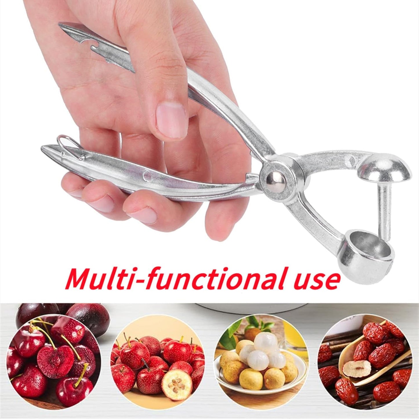Cherry Pitter, Cherry Seed Remover Pitter Aluminum Alloy Olive Core Remover Tool Kitchen Utensils Portable Cherry Pitter Tool Kitchen aid with Space Saving Design