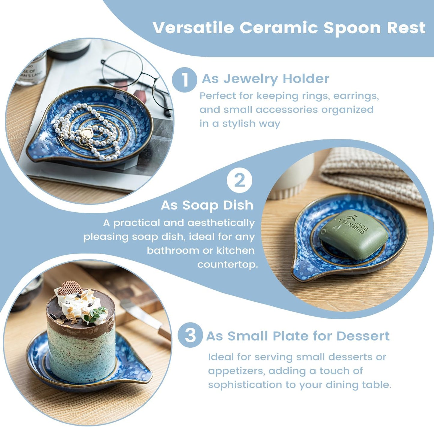 LAUCHUH Spoon Rest, Large Ceramic Spoon Holder for Kitchen Counter Spatula Rest Heat-Resistant Spoon Rest for Stove Top Cooking Utensil Holder, Farmhouse Kitchen Décor for Father's Day, Cream, 5 Inch