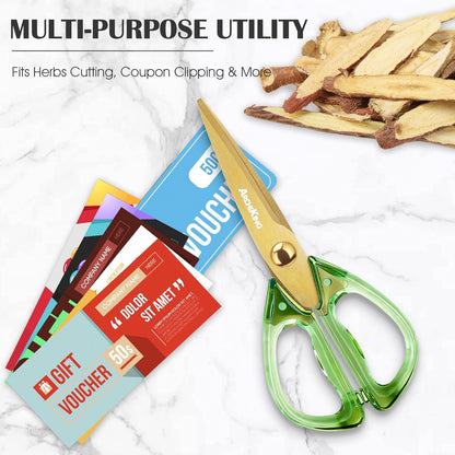 Heavy Duty Kitchen Scissors, Titanium Coated All Purpose Shears - Extra Sharp Detachable Blades for Poultry, Chicken Bones, Meat, Vegetables, Herbs | Micro Serrated & Ergonomic Handle