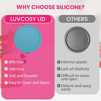 Silicone Lids Fit for Pyrex Sculpted Glass Mixing Bowls, Replacement Lids Compatible with Pyrex 3, 6, 10 Cup & 4.5 Qt Sculpted & Tinted Glass Bowls, Dishwasher Safe (Lid Only)