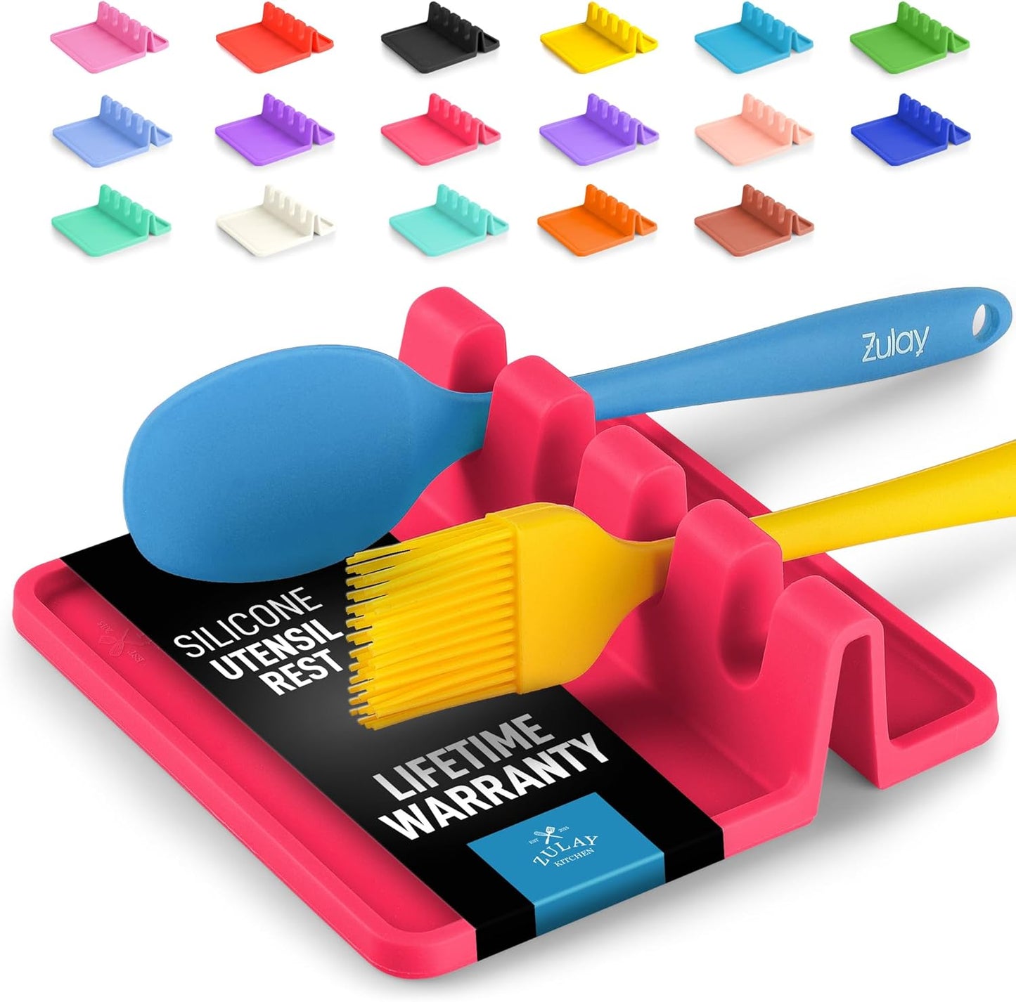 Zulay Kitchen Spoon Rest for Multiple Utensils High Heat-Resistant Silicone Drip Pad, BPA-Free Spoon Holder for Stove Top, Kitchen Gadget Holder for Ladles, Tongs, Cooking Spatula - Makes Great Gift