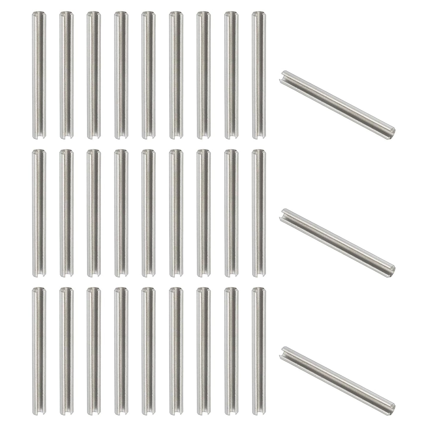 PATIKIL Slotted Spring Pin, 50 Pcs 1/8" x 3/4" (3.2mm x 20mm) 304 Stainless Steel Split Roll Pins Spring Dowel for Home Improvement Automotive Machine Repair, Silver - Colors B