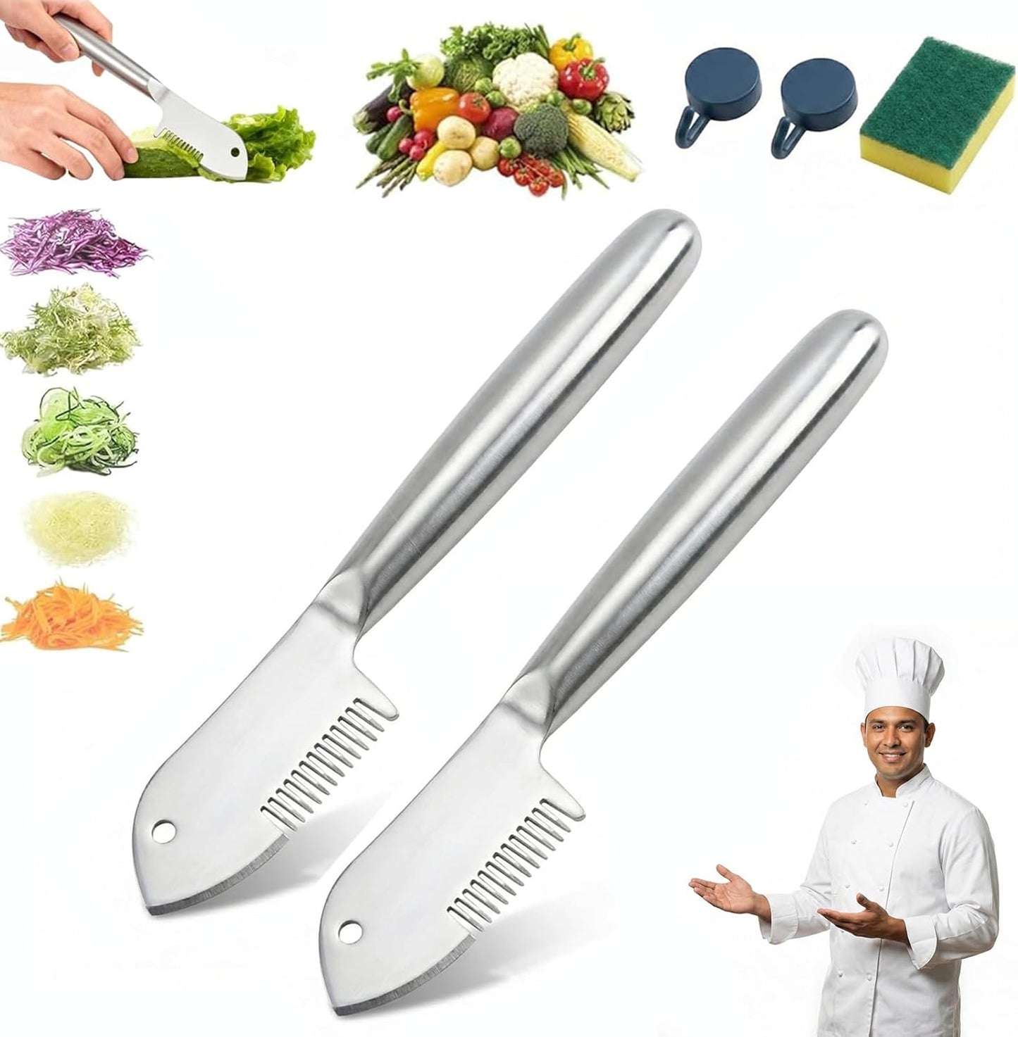 Julienne Peeler, Stainless Steel Vegetable Julienne Slicer with Precision Blade, Ergonomic Handle, Hanging Hole, Easy Clean Shredder Tool for Carrot, Potato, Cucumber, Zucchini, Fruit (1)