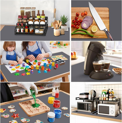 Standard Silicone Mat,Black Baking Mat-Food Grade Kids Dinner Table Placemat Non Slip Counter Mat with Raised Edges Heat Resistant Mat for Air Fryer Nonstick Pastry Dough Mat(1 Pack 23.6'' x 15.7'')