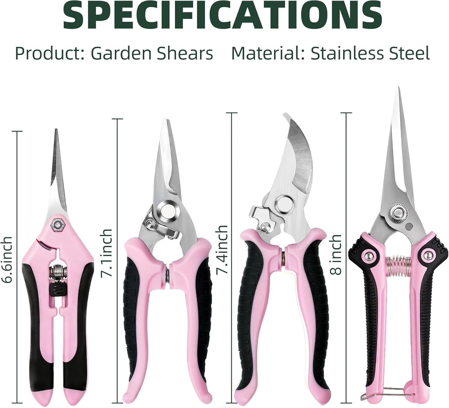 EWPJDK 4 Pack Garden Pruning Shears, Stainless Steel Garden Shears, Gardening Shears, Garden Scissors, Clippers, Pruning Snips, Pruning Shears for Gardening Tools (4PCS Yellow Orange Green)