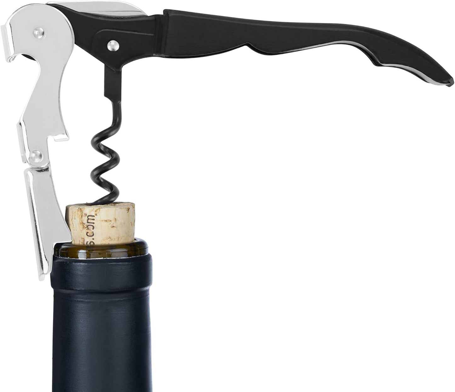 True Truetap Double Hinged Waiter's Corkscrew Wine Opener, Stainless Steel Wine Bottle Opener with Built In Foil Cutter, Home Bar Tools, Bar Cart Accessories, Wedding Gifts, Set of 1, Black