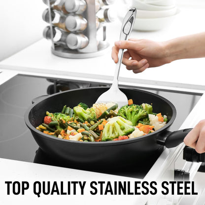 Zulay Kitchen Stainless Steel Spatula - 14.8” Heat-Resistant Metal Slotted Turner for Cooking, Frying & Grilling - Durable, Rust-Proof & Dishwasher Safe Kitchen Utensil for Everyday Use