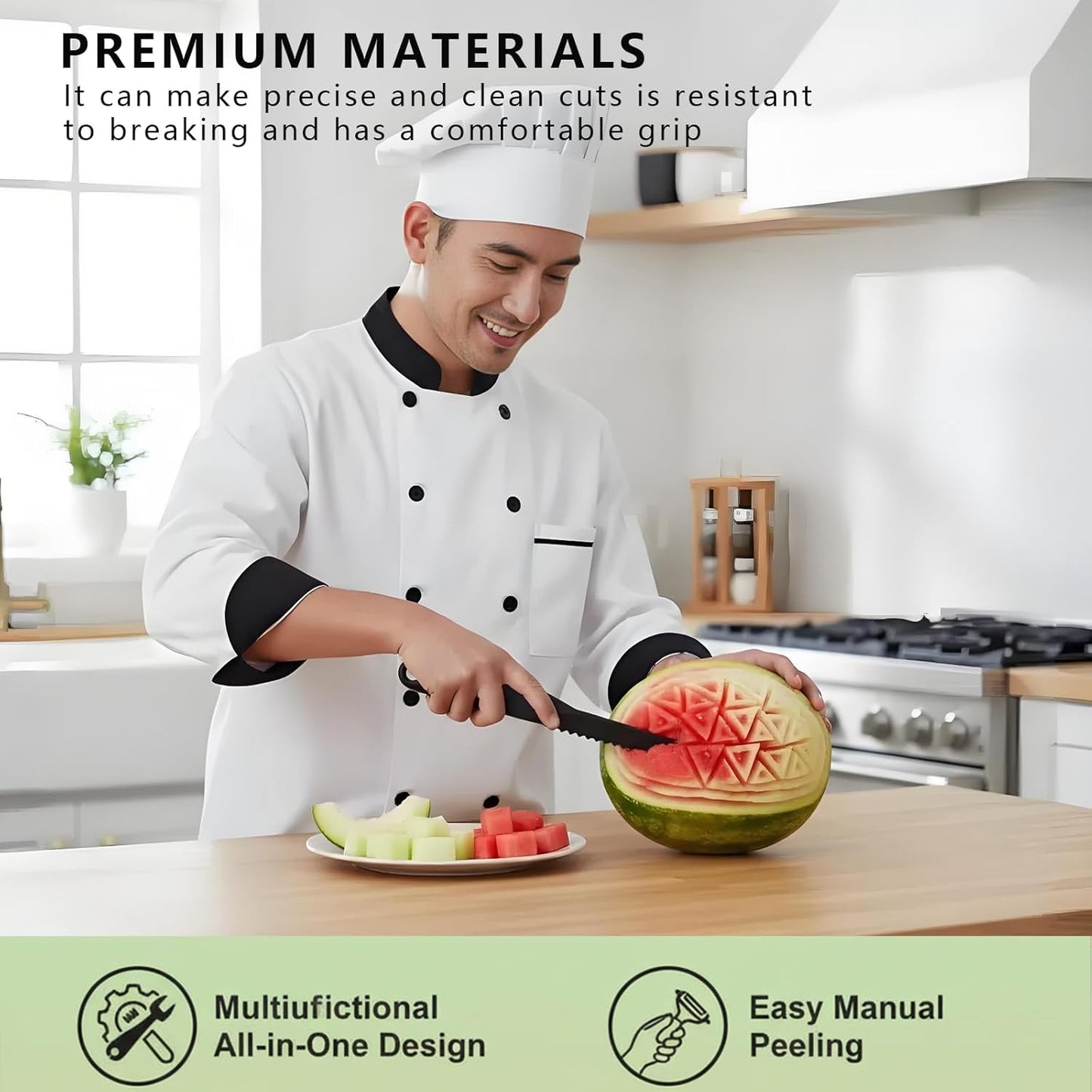 Spiral & V-Shaped Fruit Cutter Set - Manual Vegetable Spiralizer and Julienne Peeler for Healthy Zoodles, Curly Fries - Kitchen Gadget for Spiral, Straight & Wavy Cuts