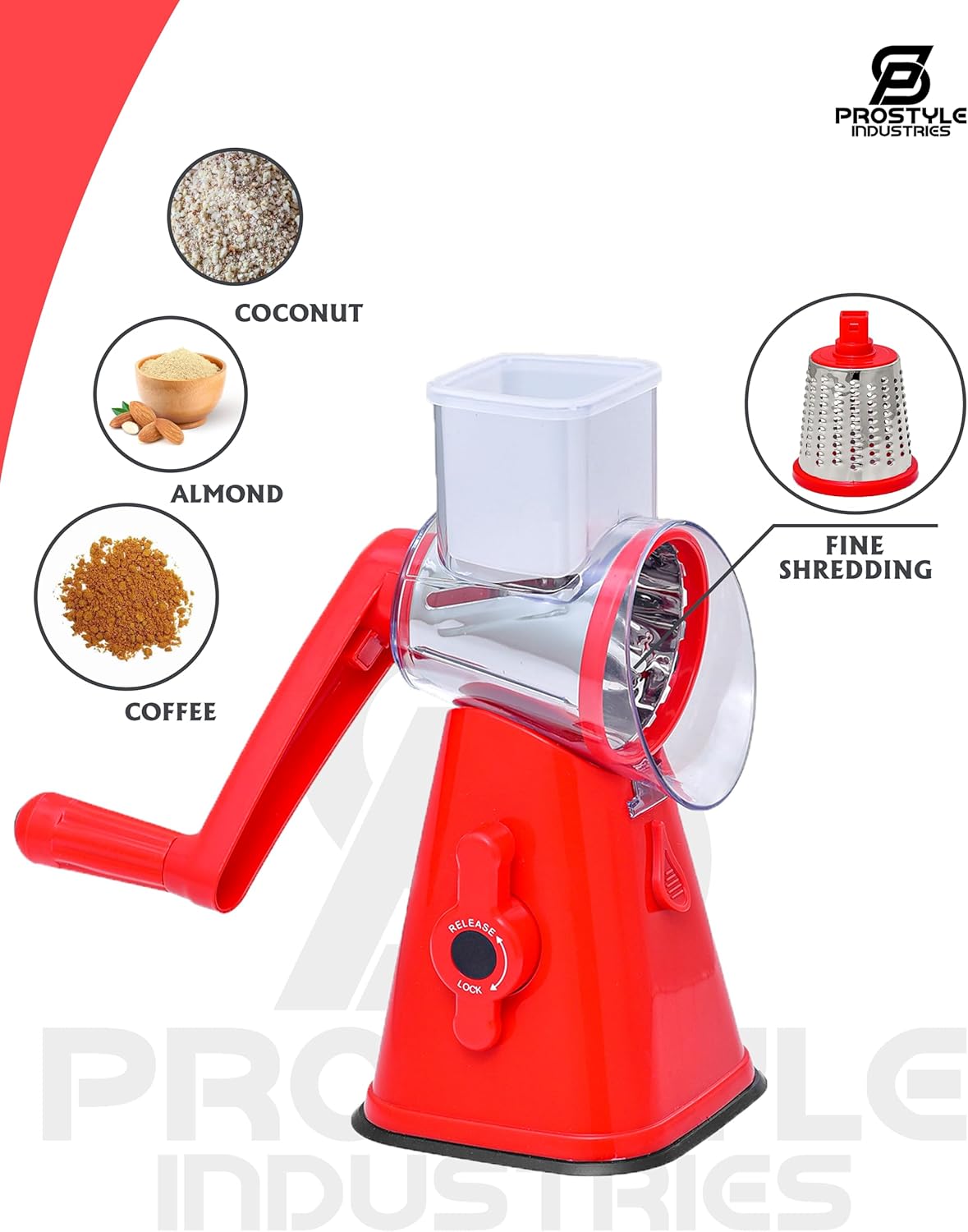 Premium Rotary Cheese Grater - Effortless Grating for Perfectly Shredded Cheese Every Time! (White and Black)