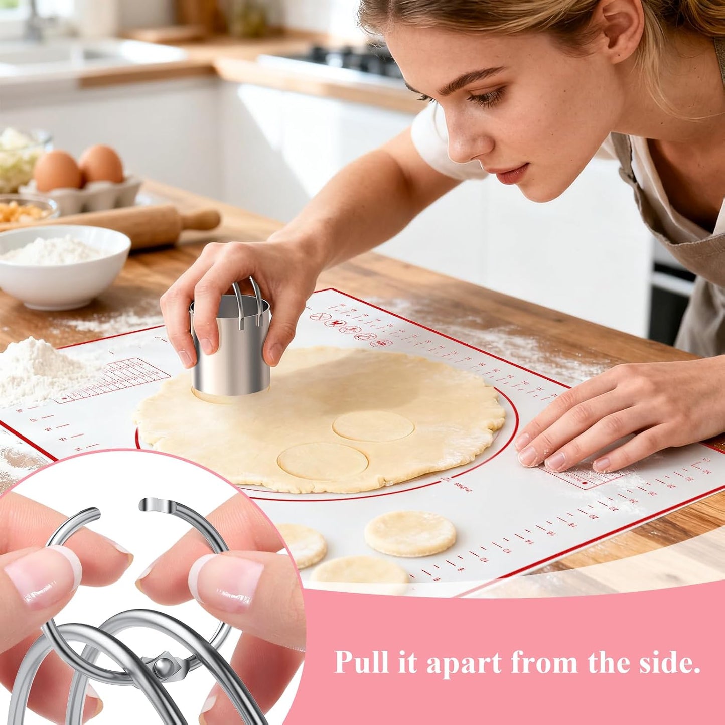 Biscuit Cutter Set, Dough Blender, Pastry Cutter, Biscuit Cutter, Dough Cutter,Pastry Cutter Set, Round Sifter,Baking Dough Tools for Cooking Cookies (3 Pcs/Set)
