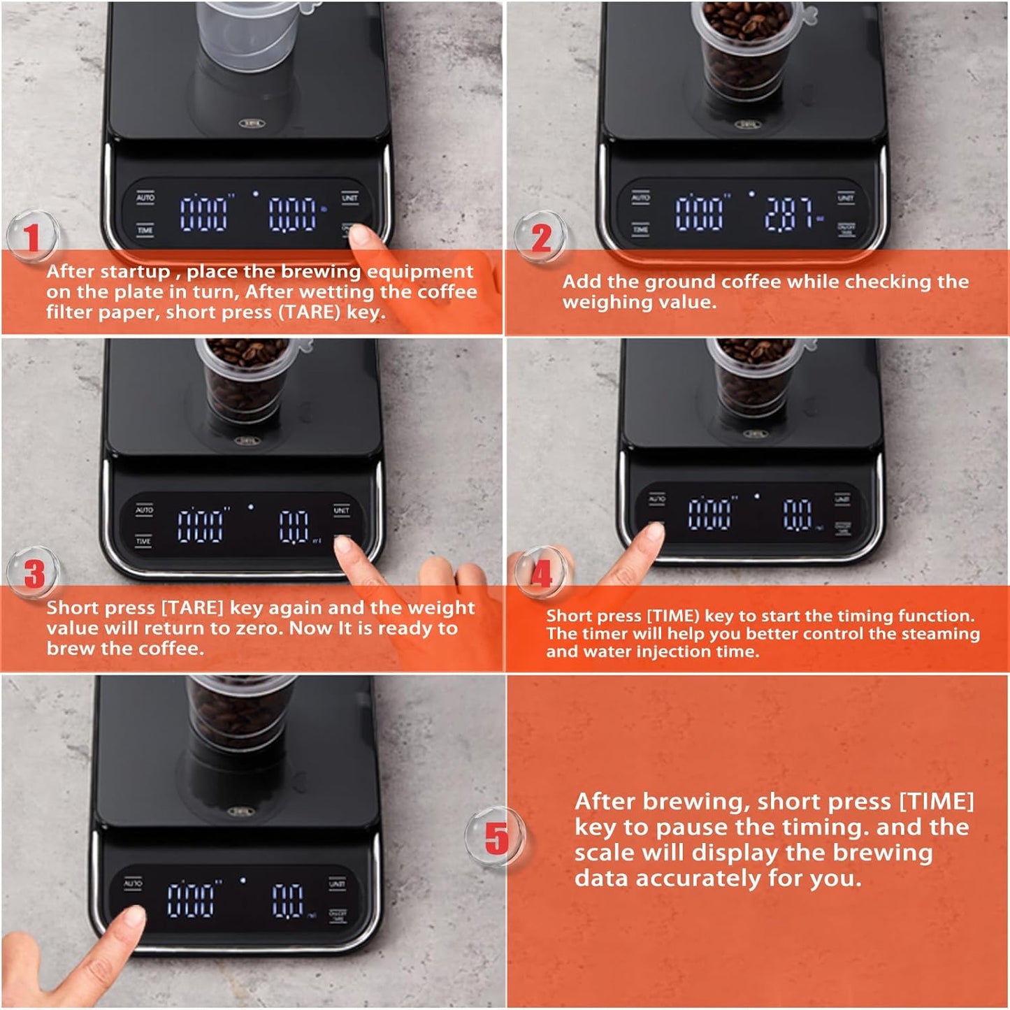 Coffee Scale with Timer 0.1g Precision Espresso Scale for Coffee Bean Weighing, Barista Brewing, USB-C Rechargeable Digital Kitchen Scale with Auto Timer 3kg Capacity