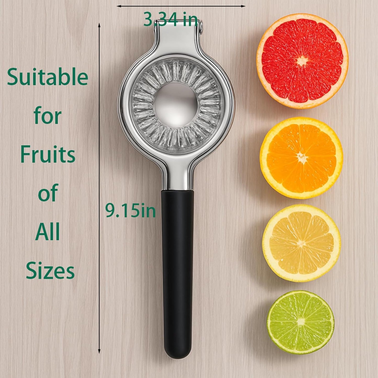 Lemon Squeezer, Stainless Steel Lemon Juicer & Lime Squeezer, Manual Citrus Juicer with Non-Slip Silicone Handles, Easy to Use & Clean