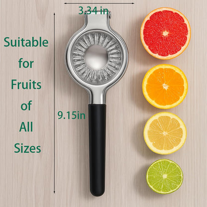Lemon Squeezer, Stainless Steel Lemon Juicer & Lime Squeezer, Manual Citrus Juicer with Non-Slip Silicone Handles, Easy to Use & Clean