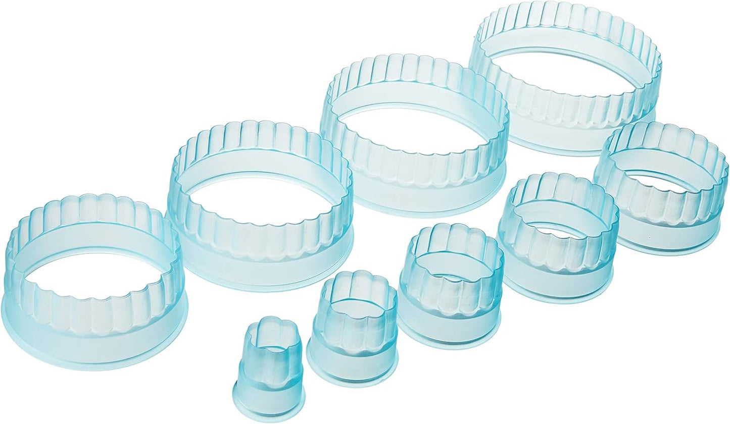 Ateco Plain Edge Round Cutter Set in Graduated Sizes, Durable, Food-Safe Plastic, 9 Pc Set, Blue