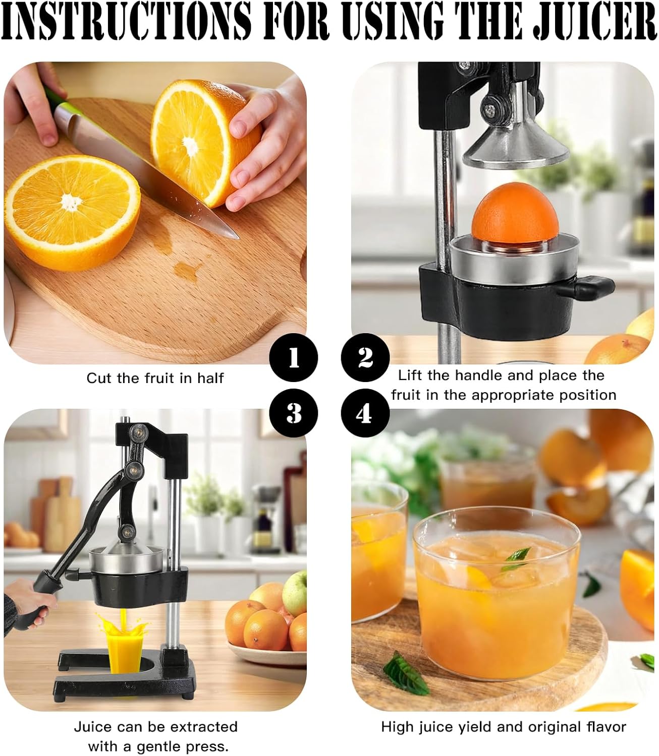 Cast Iron Juicer Hand Press – Heavy Duty Manual Citrus Juicer, Professional Orange Press, Stainless Steel Lemon Squeezer & Lime Juice Extractor (gray)