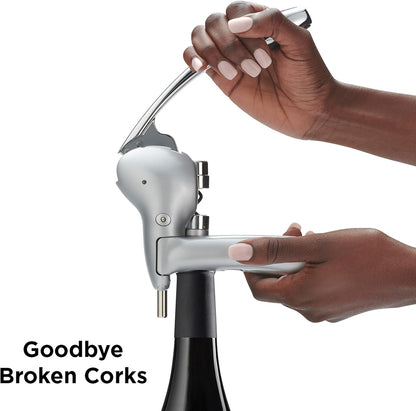 Rabbit Original Lever Corkscrew Wine Opener with Foil Cutter and Extra Spiral (Silver)