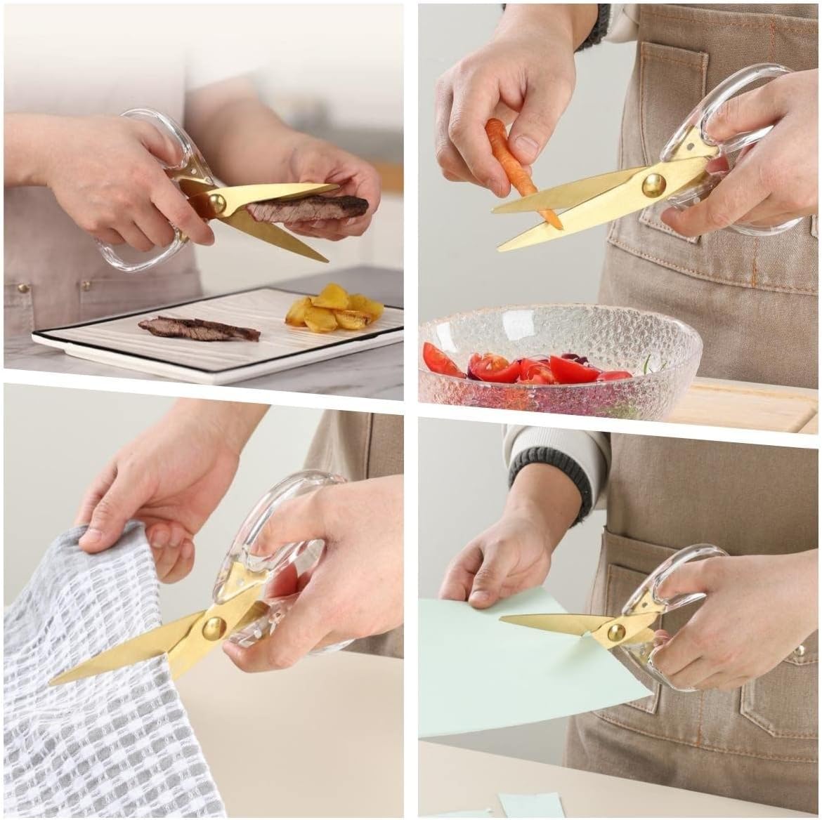Heavy Duty Kitchen Scissors, Titanium Coated All Purpose Shears - Extra Sharp Detachable Blades for Poultry, Chicken Bones, Meat, Vegetables, Herbs | Micro Serrated & Ergonomic Handle