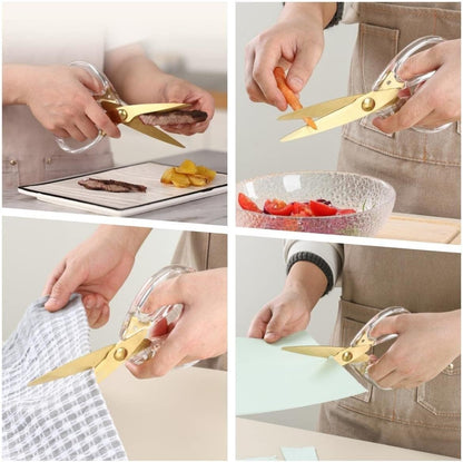 Heavy Duty Kitchen Scissors, Titanium Coated All Purpose Shears - Extra Sharp Detachable Blades for Poultry, Chicken Bones, Meat, Vegetables, Herbs | Micro Serrated & Ergonomic Handle