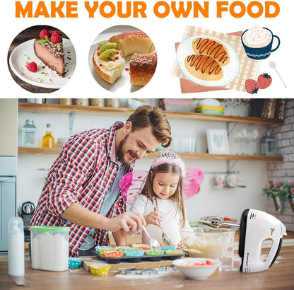 Showvigor Electric Hand mixer - 7 Adjustable Speed 180W Handheld Mixer Electric Whisk with 5 Stainless Steel Accessories, Turbo Boost/Self-Control Speed + Eject Button Food Beater for Cakes Eggs
