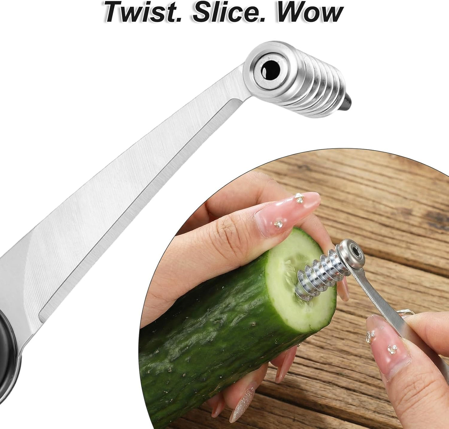 Kitchen Spiral, 2Pcs Vegetable Spiral Cutter and Fruit Carving Tool Spiralizer Cooking Tools for Potatoes Cucumbers Melons Tomato Veggie Engraving