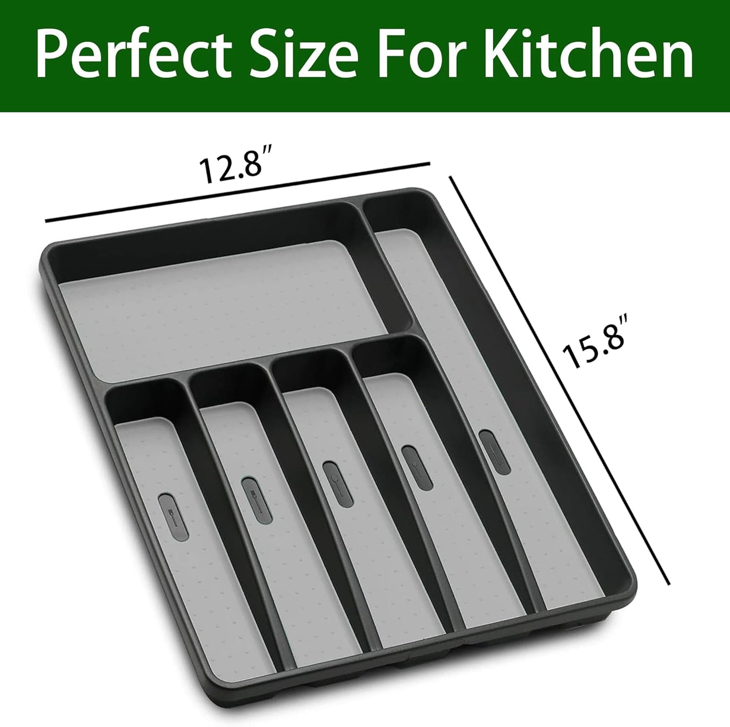 Loyareal Silverware Organizer Utenisl Organizer Holder Kitchen Drawer Organizer Plastic Silverware Tray for Drawer Flatware Organizer 5 Compartment White