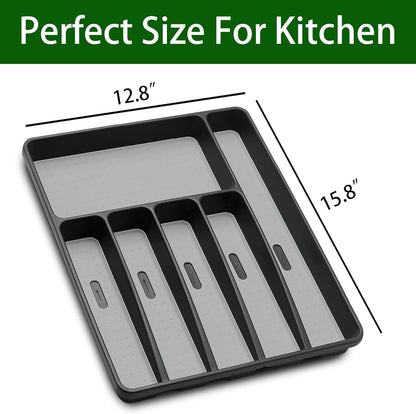 Loyareal Silverware Organizer Utenisl Organizer Holder Kitchen Drawer Organizer Plastic Silverware Tray for Drawer Flatware Organizer 5 Compartment White