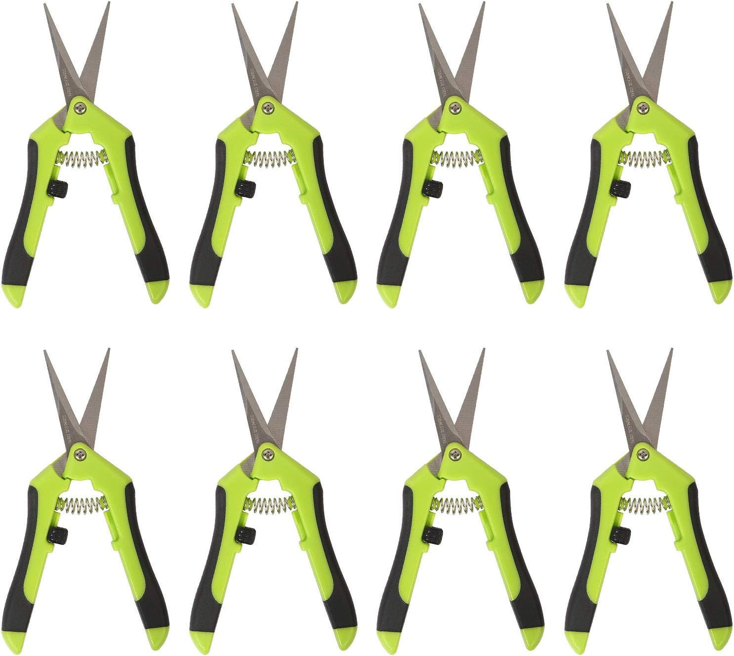KEILEOHO 8 Pack 6.5 Inch Bud Trimming Scissors, Professional Stainless Steel Gardening Hand Pruners Micro-Tip Pruning Snips with Straight Blades for Trimming Garden Herb Plants Flowers
