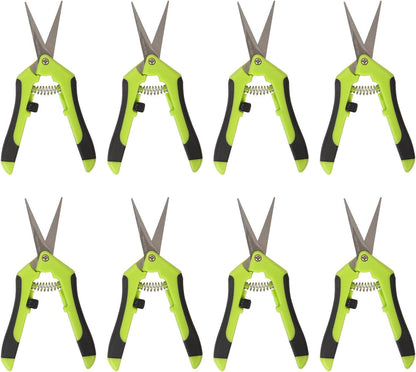 KEILEOHO 8 Pack 6.5 Inch Bud Trimming Scissors, Professional Stainless Steel Gardening Hand Pruners Micro-Tip Pruning Snips with Straight Blades for Trimming Garden Herb Plants Flowers