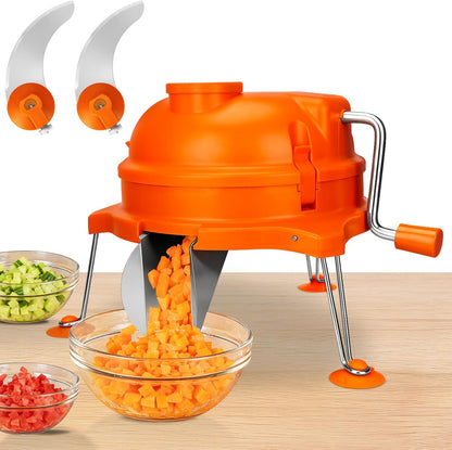 CL003 Dynacube Commercial Vegetable Dicer, 2 Replaceable Blades, 1/4" x 1/4" Heavy Duty Food Prep Cutter, Orange Manual Cuber, Tomato Dicer, Potato Cuber, Vegetable Cube Cutter