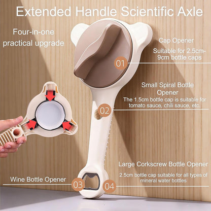 2PCS 2026 New 4-in-1 Jar Opener, Multi-Functional Jar & Bottle Opener for Seniors & Arthritis Sufferers, Adjustable Lid Gripper with Non-Slip Teeth for Kitchen Jars (1”-3.5”), Cans, Wine Bottles