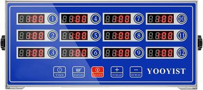 Precision Kitchen Timers for Cooking – 12 Channel Commercial Kitchen Timer Restaurant Kitchen Supplies – Stainless Steel Digital LED Chef Cooking Timer – Reminder Function, Loud Alarm, Black