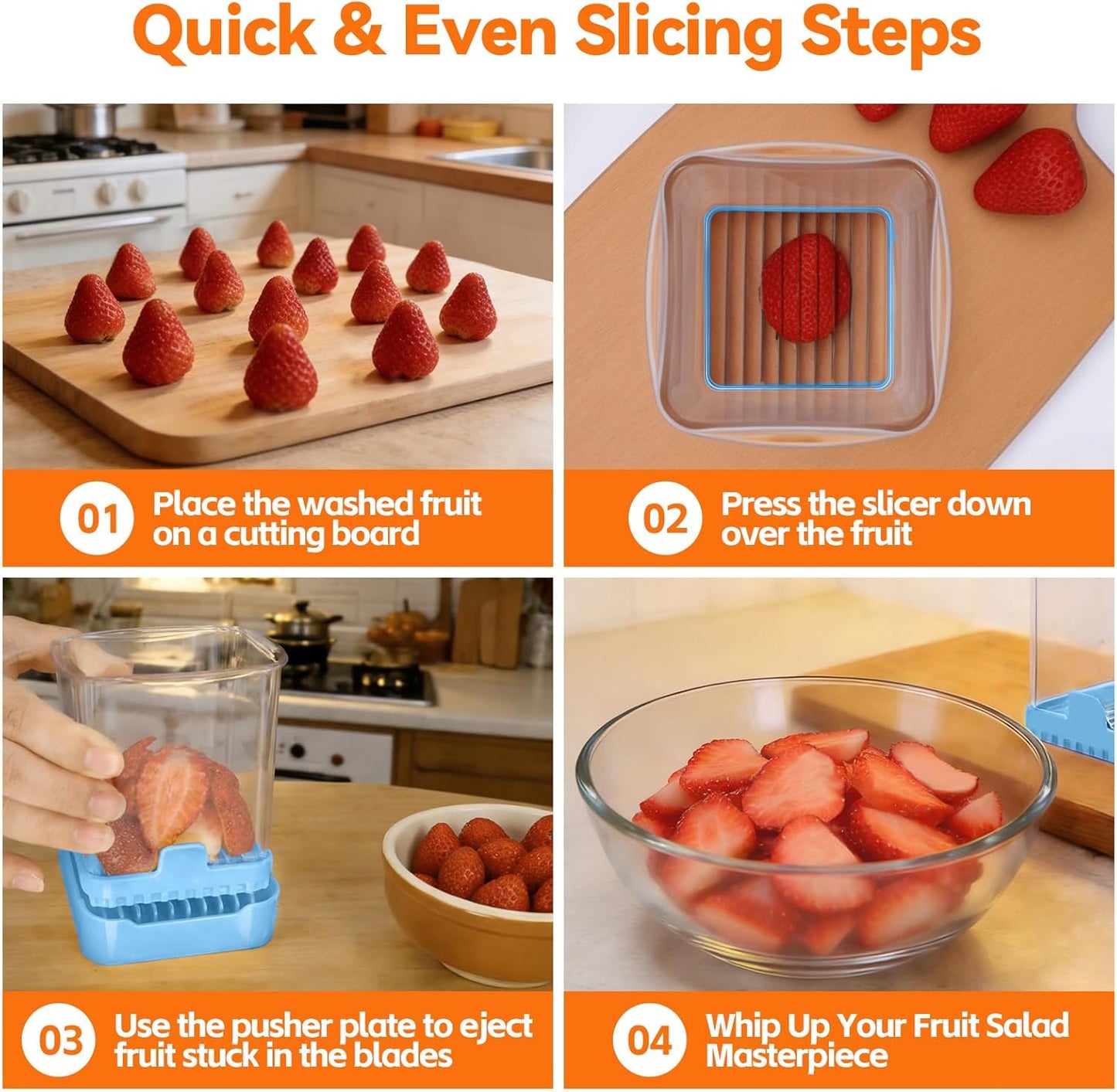 Fruit Slicer Cup for Strawberry, Banana, Hard-Boiled Egg - Detachable Cutter with Push Plate - 304 Stainless Steel Blade - Rapid & Safe Slicing Kitchen Gadget for Quick Meal Prep (Black)