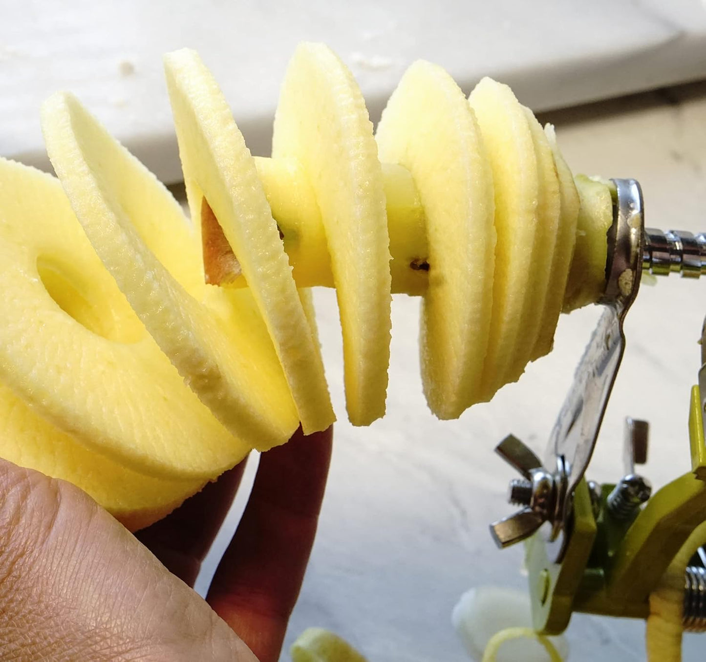 RSVP International Green Apple Slicer, Corer, & Peeler | Suctions to Countertop | Cuts Perfect .25" Slices | Durable & Strong