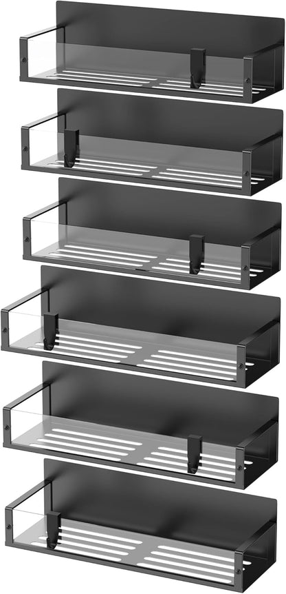 HuggieGems Metal 4 Pack Magnetic Spice Storage Rack Organizer for Refrigerator and Oven, Black Fridge Organizers and Storage, Metal