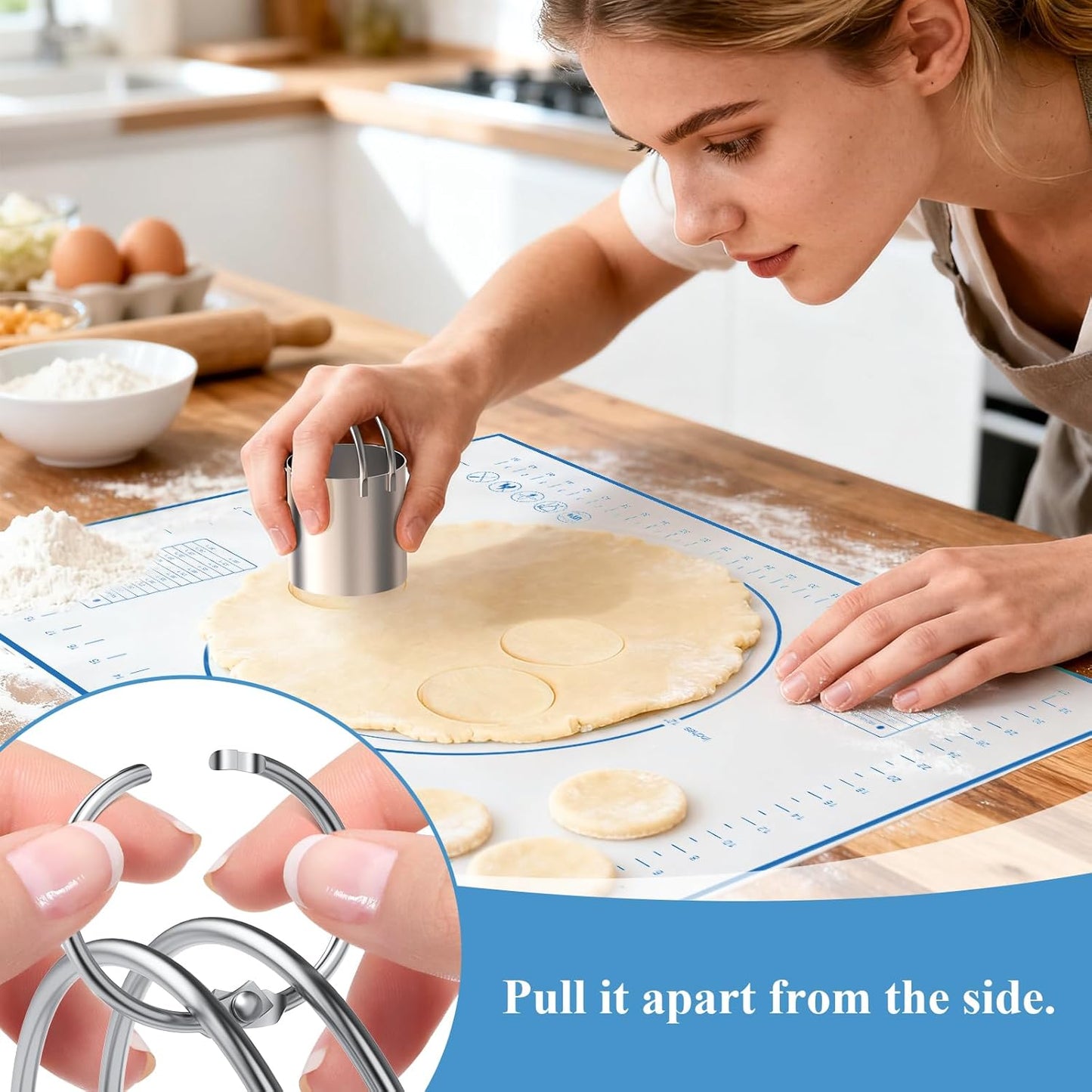 Biscuit Cutter Set, Dough Blender, Pastry Cutter, Biscuit Cutter, Dough Cutter,Pastry Cutter Set, Round Sifter,Baking Dough Tools for Cooking Cookies (3 Pcs/Set)