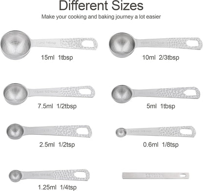 Copper Measuring Cups and Spoons Set 14, Stainless Steel Measure Cups and Spoons Set for Baking & Kitchen, 6 Metal Metric Measuring Cups and 7 Measuring Spoons 1 Leveler for Dry & Liquid