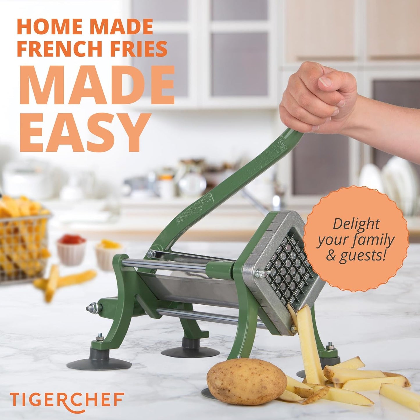 Tiger Chef Commercial Grade French Fry Cutter, Complete Combo Sets 15 Pieces,