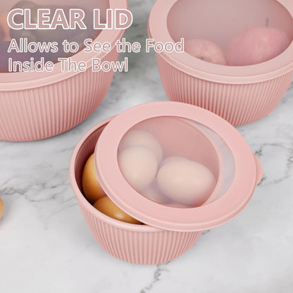 BoxedHome Mixing Bowls with Lids - 8 Piece Plastic Nesting Bowls Set includes 4 Prep Bowls and 4 Lids, Microwave and Dishwasher Safe, Green