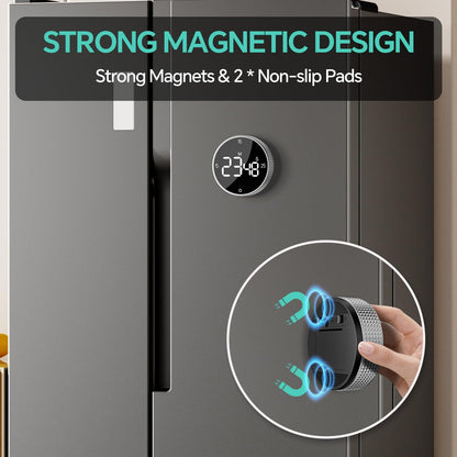 Digital Magnetic Kitchen Timer for Cooking, Large LED Visual Countdown Timer, Rotating Dial Pomodoro Focus Timer, Adjustable Volume, 5/15/25 Min Presets for Kids, Teachers, Seniors