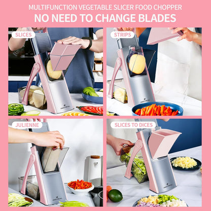 ONCE FOR ALL Upgrade Safe Mandoline Slicer Plus, Adjustable Vegetable Food Chopper Potato Fries French Fry Cutter, Detachable Blade, Kitchen Chopping Artifact, New Kitchen Gift (DarkGray)