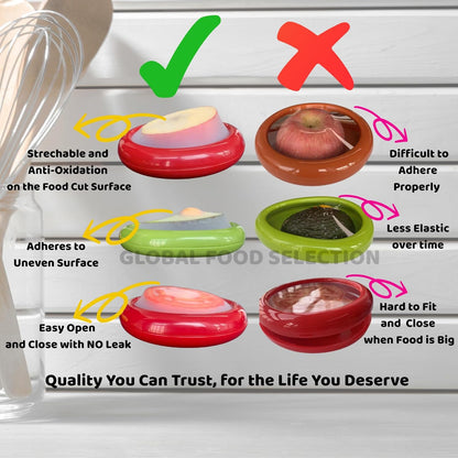 Set of 4 Reusable Avocado Saver and Onion Storage– Eco-Friendly – Keep Leftovers Fresh Without Plastic Bags. Fruit and Veggie Savers for Avocados, Lemons, Onions, Tomatoes & Salad