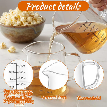 2 Pack 12 oz Coffee Measuring Glass Cups, Espresso Cups, Espresso Accessories, Expresso Shots Cup, Heat-resistant Glass Measuring Cup, Milk Frothing Pitcher, Frother Cup, Creamer Container, Microwave
