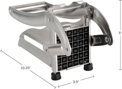French Fry Cutter - Potato Cutter with Two Blades for Steak and Shoestring Cuts - Stainless Steel Potato Slicer with Non-Slip Suction Cups - Cooking Gadgets by Classic Cuisine
