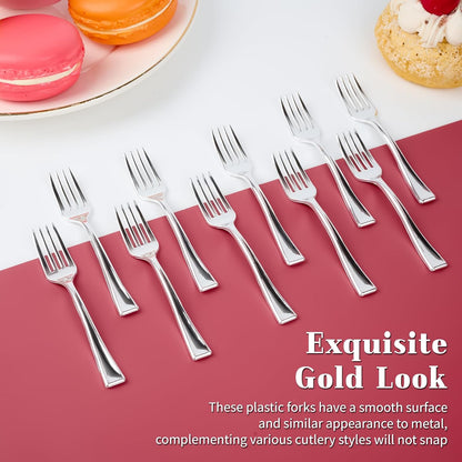 Kucoele 4 Inch Gold Mini Plastic Spoons, 100 Pack Disposable Small Dessert Spoons for Appetizer Tasting, Puddings, Ice Creams, Wedding Reception