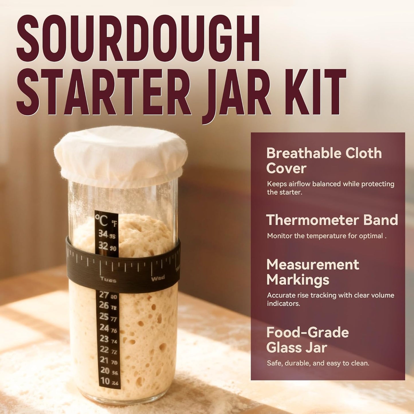 Sourdough Starter Kit, 9" Round and 9.7" Oval Banneton Proofing Baskets, Bread Baking Supplies with Glass Starter Jar, Dough Whisk, Bread Lame, Scrapers and Linen Liners