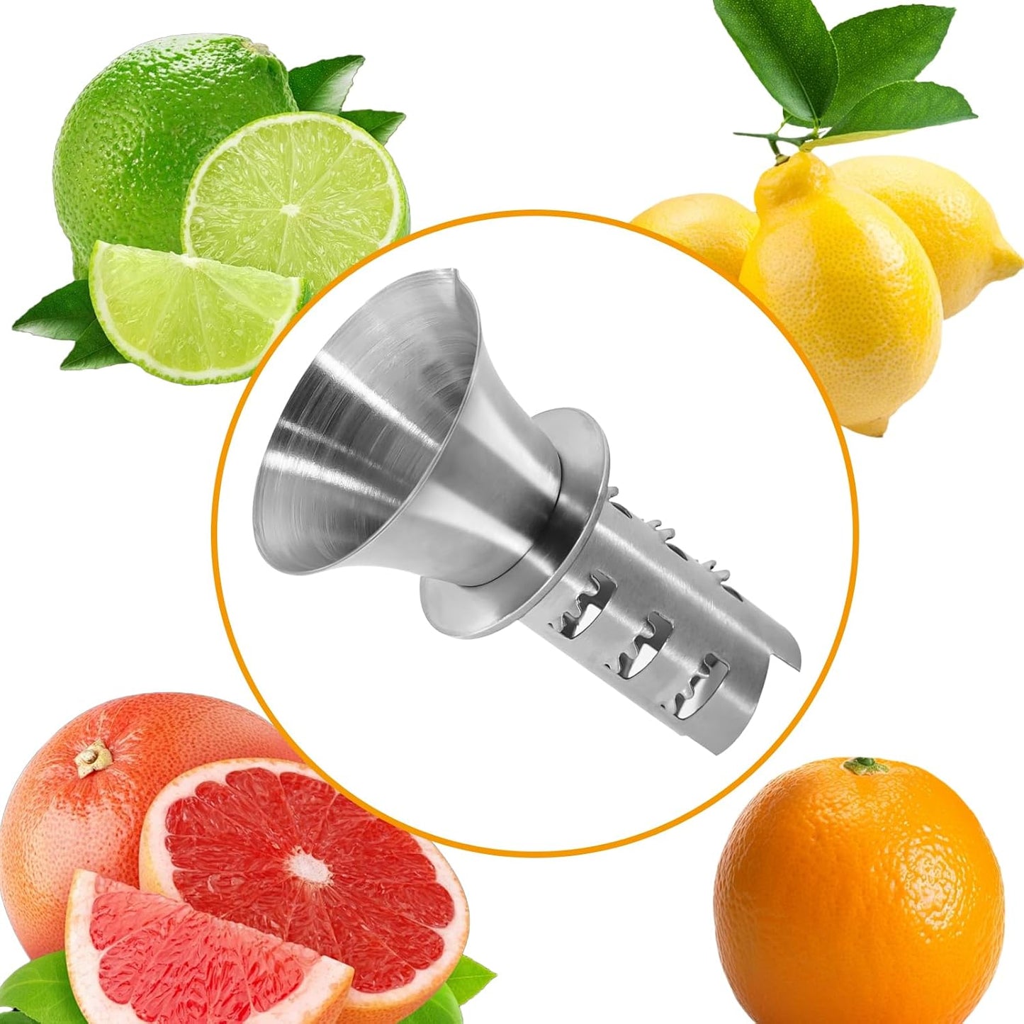 1Pc 18/8 Stainless Steel Manual Lemon Juicer Squeezer, Easy Squeeze Small Hand Juicer and Reamer, Hand Citrus Juicer and Lemon Pourer, Screw Limes squeezer, Dishwasher Safe (1)